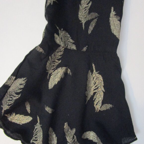 Golden Feather Top Blouse Black Rayon Georgette Bohemian - Picture 5 of 10